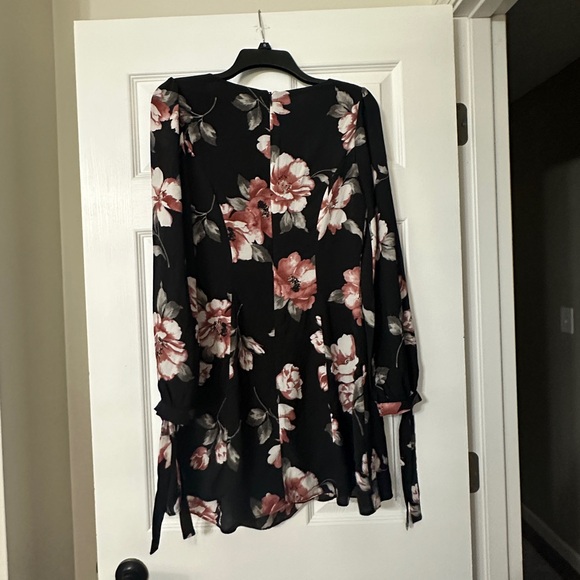 Everly Black Floral Mini Dress Long Sleeve S - Picture 5 of 8